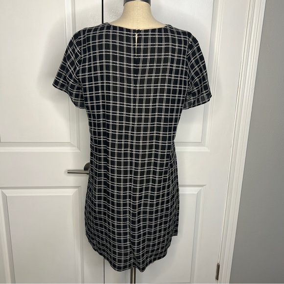 Eileen Fisher Organic Linen Black and White Plaid Dress Size Medium - Picture 3 of 8
